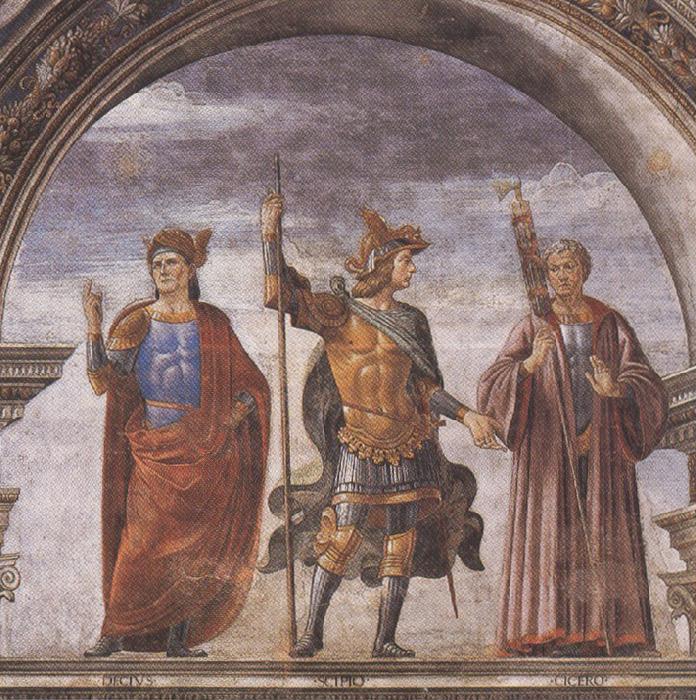 Sandro Botticelli Domenico Ghirlandaio and Assistants,The Roman heroes Decius Mure,Scipio and Cicero (mk36) oil painting picture